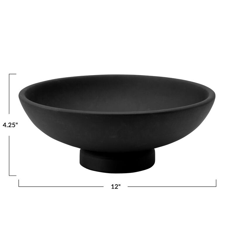 Mango Wood Footed Bowl - 12.0"L x 12.0"W x 4.5"H