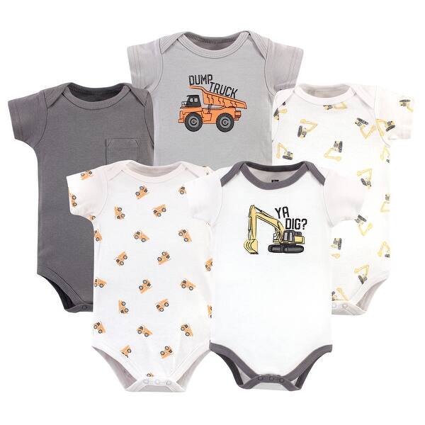 slide 1 of 1, Hudson Baby Infant Boy Cotton Bodysuits 5pk, Ya Dig? 0-3 Months - Ya Dig?