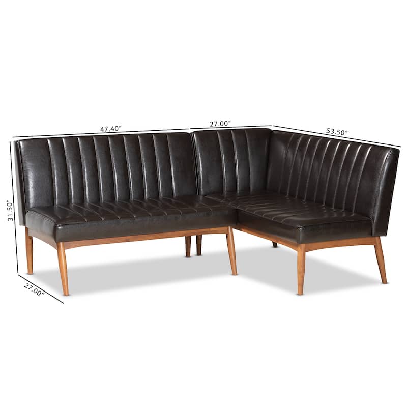 Daymond Mid-Century Modern 2-Piece Dining Nook Banquette Set