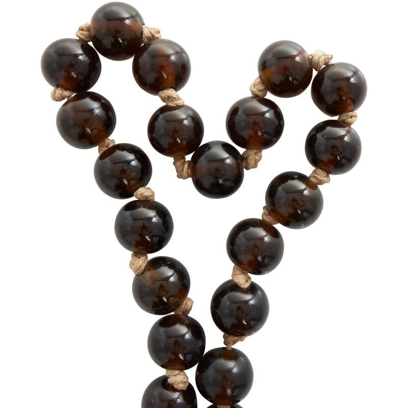 Glass Handmade Round Beaded Garland with Tassel with Knotted Brown Jute - Roche River Decor