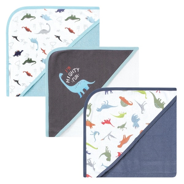 slide 1 of 1, Hudson Baby Infant Boy Cotton Rich Hooded Towels, Dinosaurs, One Size - Dinosaurs - One Size One Size - Dinosaurs