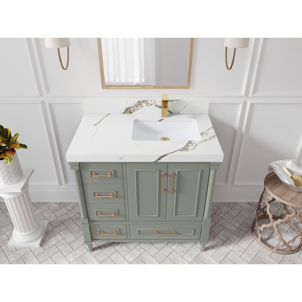 Willow Collections 36 in. W x 22 in. D Aberdeen Right Offset Sink Bathroom Vanity with Countertop