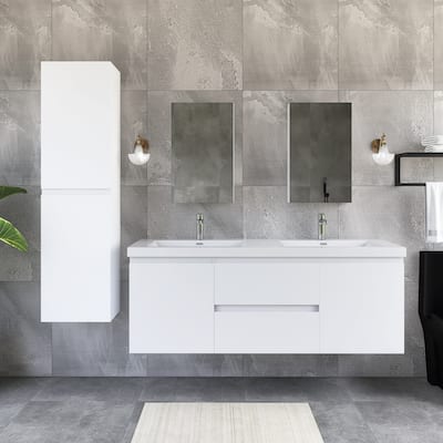 60'' Double Bathroom Vanity Set With Resin Top - 58.5'' x 19.5'' x 22.5''