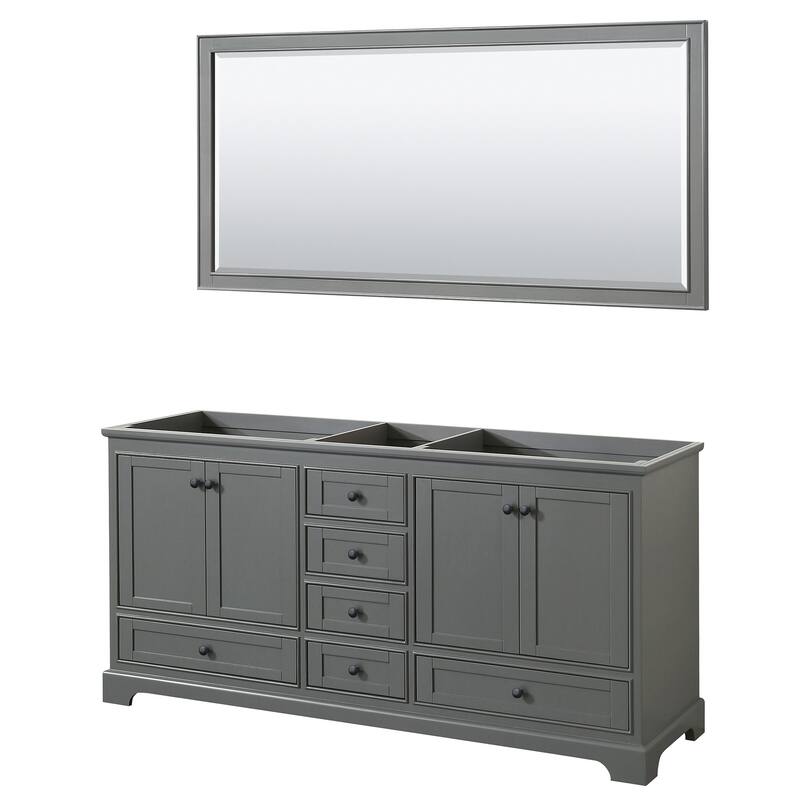 Wyndham Collection Deborah 71" Free Standing Double Wood Vanity - Dark Gray / Matte Black Hardware