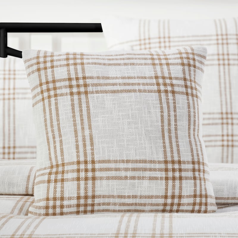 Wheat Plaid Fabric Pillow 18x18