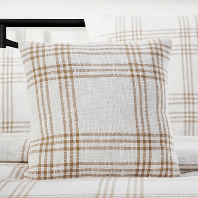 Wheat Plaid Fabric Pillow 18x18