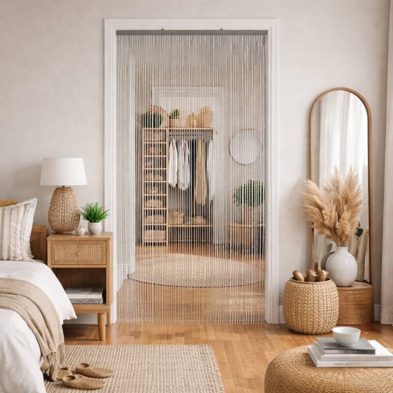 Bamboo Beaded Door Curtain 65 Strings 79" W x 36" W - 79" H x 36" W x 0.4" D