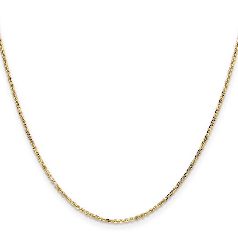 Curata 14k Yellow Gold 10" 1.4mm Diamond Cut Round Open Link Cable Chain Ankle Bracelet (Lobster-claw)