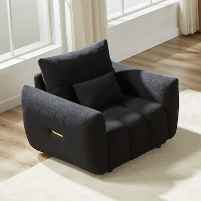 36.8'' Teddy Fabric Modern Lounge Chair in Black for Apartment, Office, Living & Bedroom