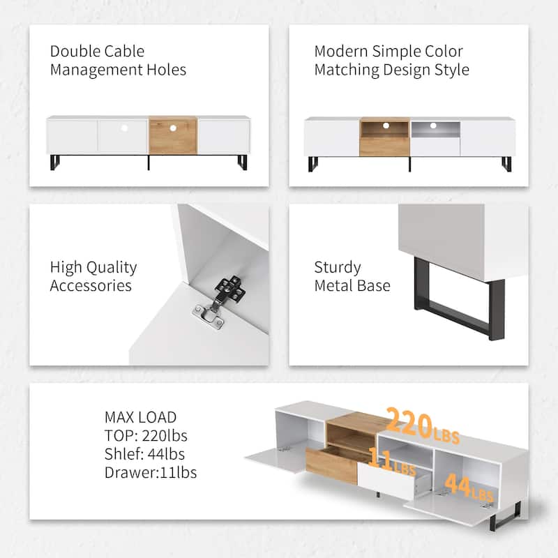 74" TV Stand with Drop-Down Door & Storage for TVs Up to 85"