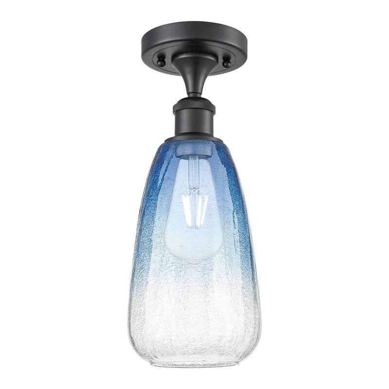 Innovations Lighting Endless Possibilities Ballston - Brookhaven Almond - 1 Light 6" Semi-Flush Mount - Matte Black/Sapphire Blue