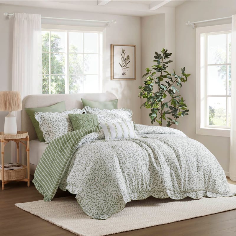 Madison Park Darcy 5 Piece Print Comforter Set - Queen - Sage Green