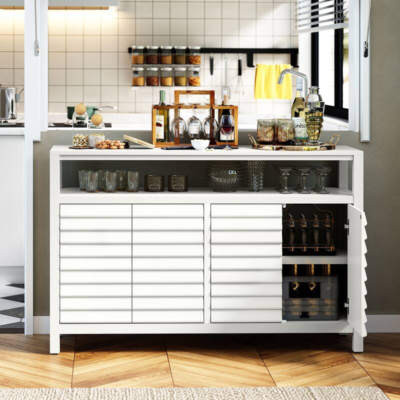Modern Storage Cabinet, 4 Door Organizer with Adjustable Shelves