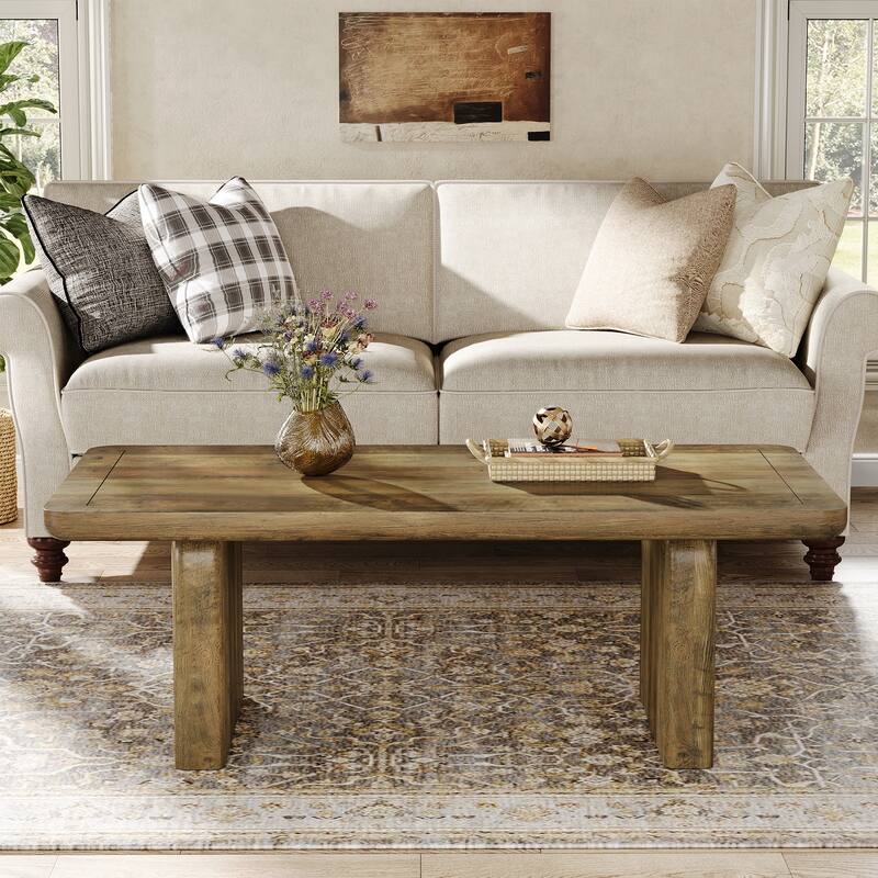 Industrial Brown 47" Rectangle Coffee Table for Living Room