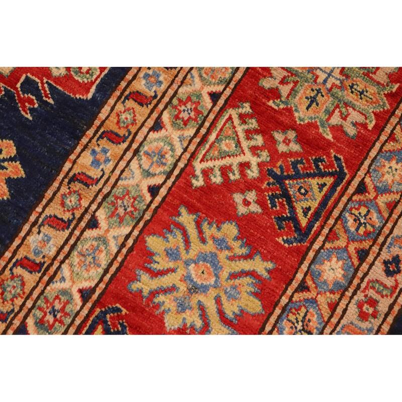 Rustic Super Kazak Ashley Blue/Red Wool Rug - 8'2'' x 10'4'' - 8'2'' x 10'4''