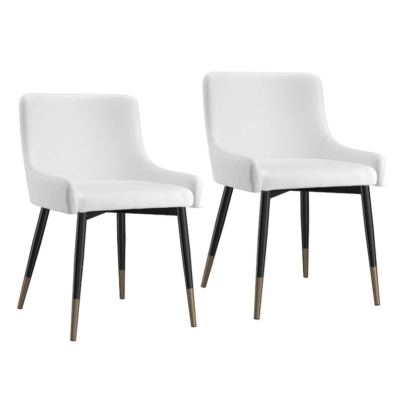 Set of 2 Modern Faux Leather and Metal Side Chair