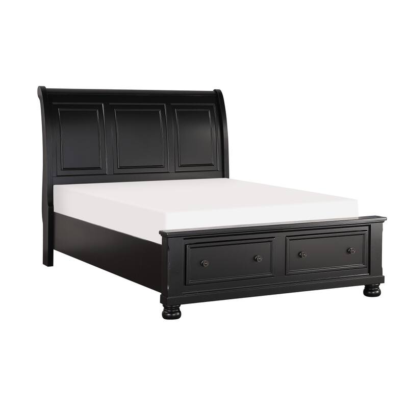 Delia Black Sleigh Storage Platform Bed