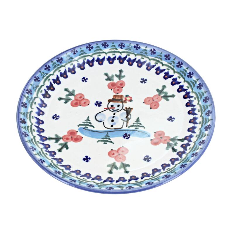 Blue Rose Polish Pottery WR Unikat Dessert Plate - Frosty Duo