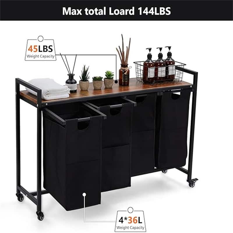 4 X 36L Laundry Bags 2 Tier Adjustable Storage Shelf - 43.66"L x 13"W x 28.4"H