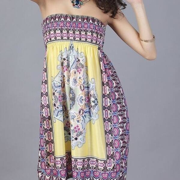 Shop Summer Strapless Dress Hot Beach Wear Casual Women Vintage
