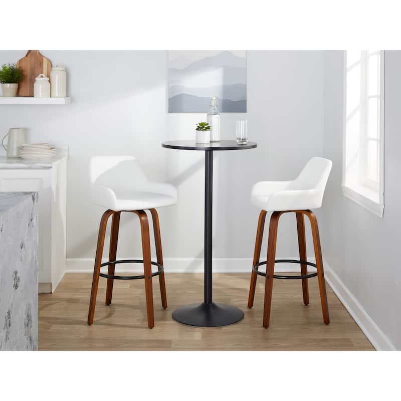Porch & Den Galotti 30" Fixed-Height Bar Stool with Bent Wood Legs & Round Footrest (Set of 2)