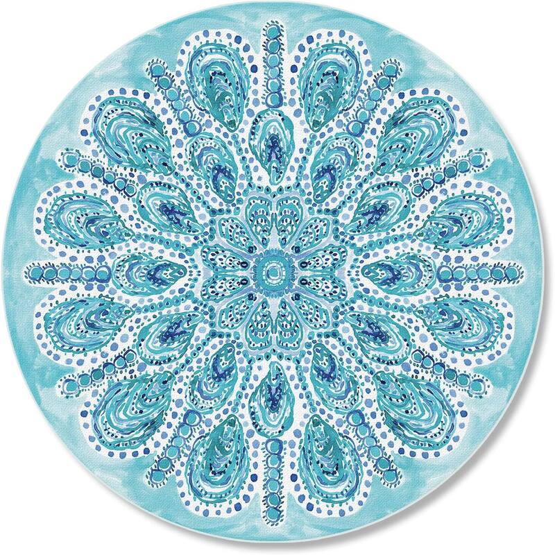 Ocean Fantasy 4mm Heat Tolerant Round Tempered Glass Cutting Board 16" Round Made in the USA Food Preparation Board - Multi