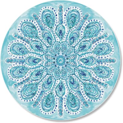 Ocean Fantasy 4mm Heat Tolerant Round Tempered Glass Cutting Board 16" Round Made in the USA Food Preparation Board