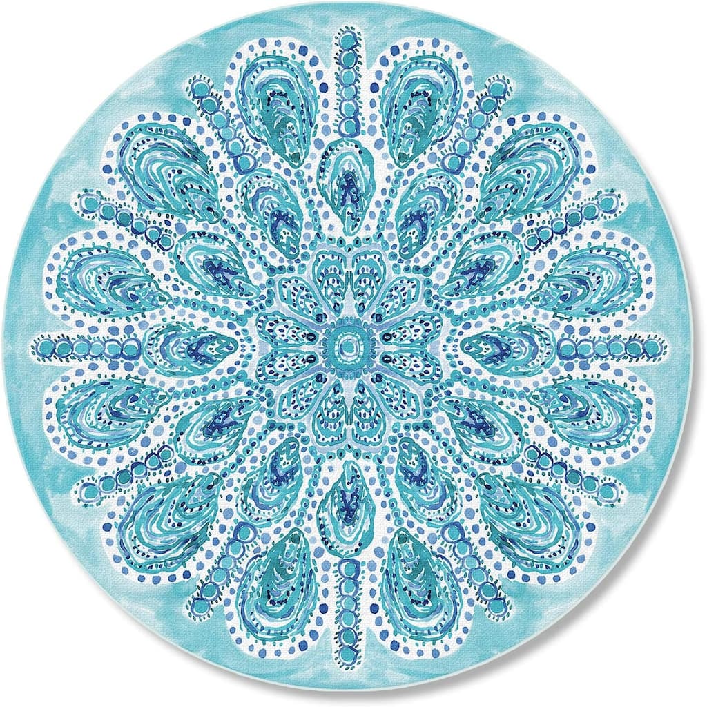 Ocean Fantasy 4mm Heat Tolerant Round Tempered Glass Cutting Board 16" Round Made in the USA Food Preparation Board