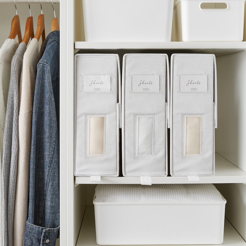 Organize It All Foldable Linen Closet Organizer in White