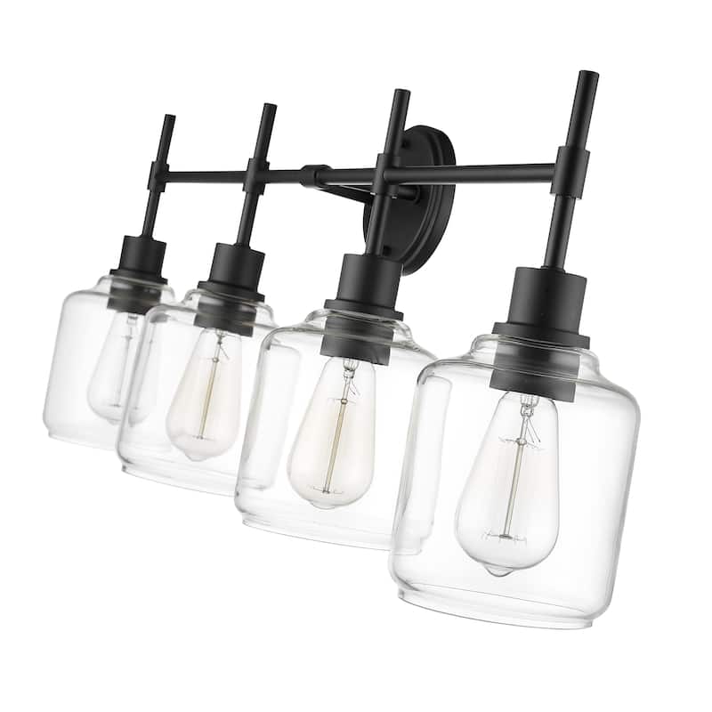 Millennium Lighting Asheville Bathroom Vanity Fixture in Matte Black with Clear Glass Shades