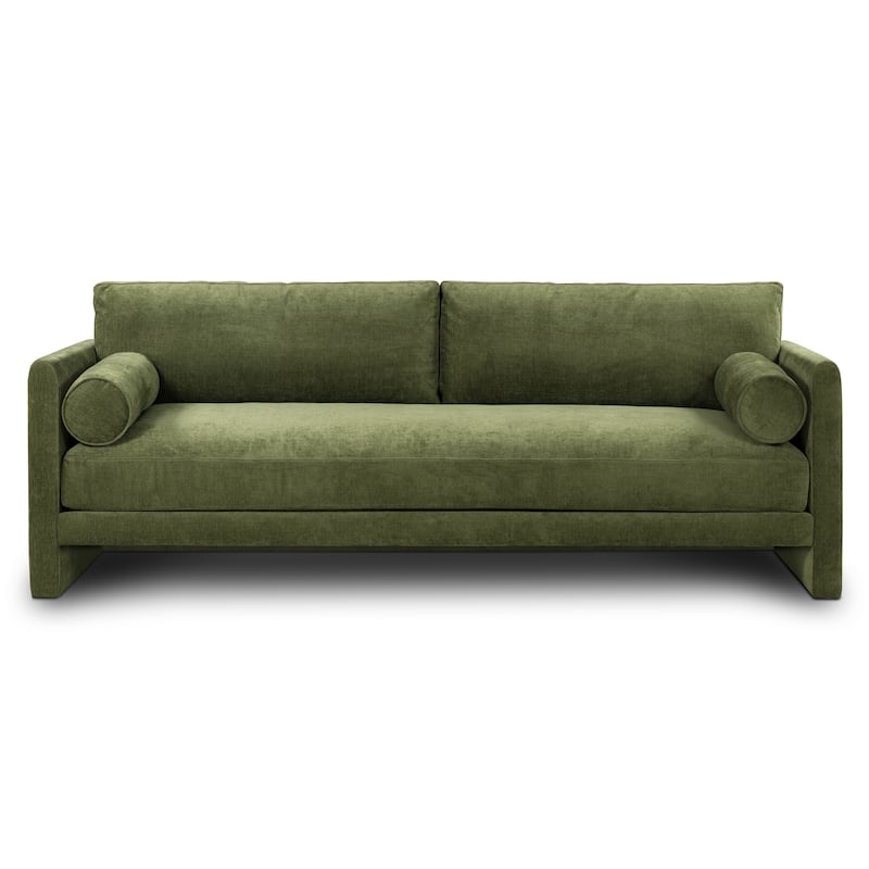 Poly & Bark Lea 90" Sofa - Includes 2 Bloster Pillows and Removable Cushion Covers - Distressed Green Velvet
