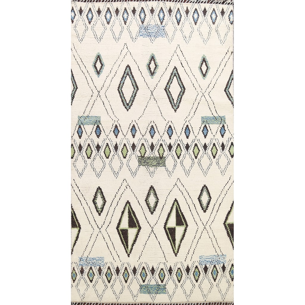 Modern Vegetable Dye Oriental Moroccan Berber Area Rug Wool Handmade - 5'9" x 9'3"