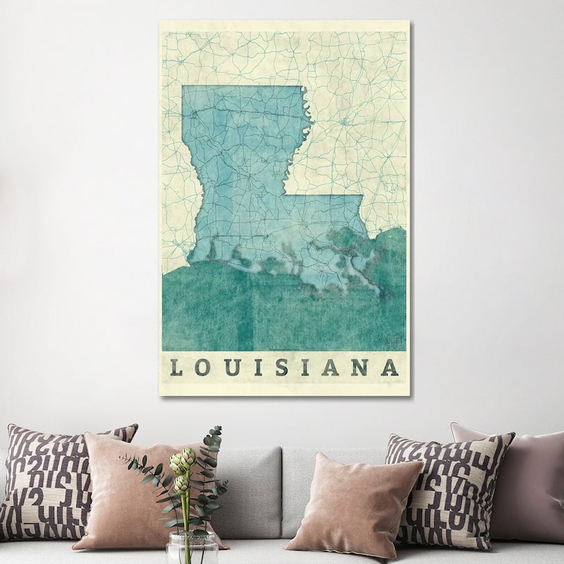 iCanvas "Louisiana Map" by Hubert Roguski Canvas Print