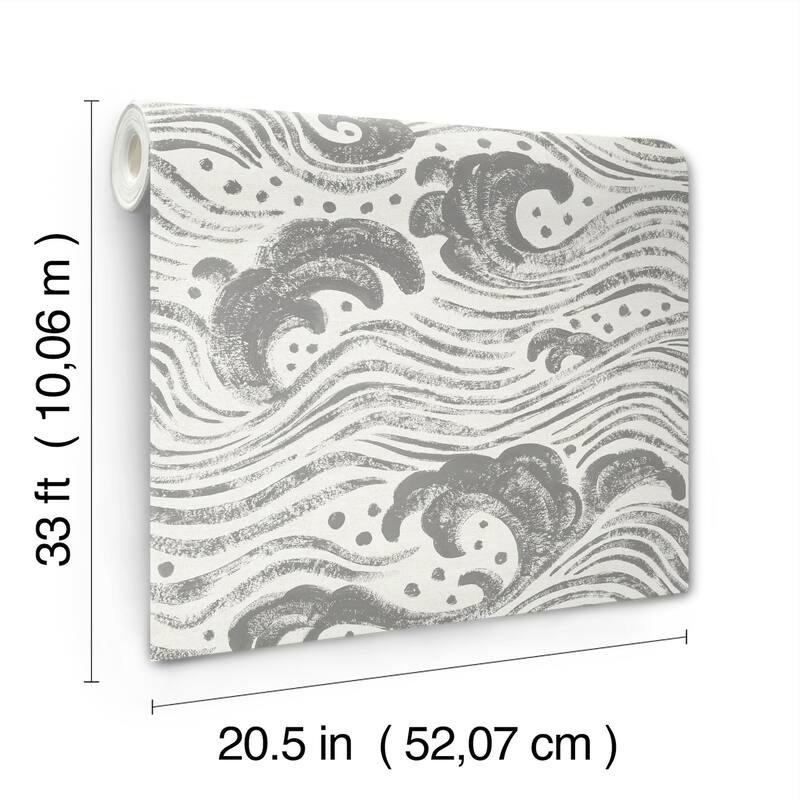 A-Street Prints Swell Charcoal Ocean Wave Wallpaper