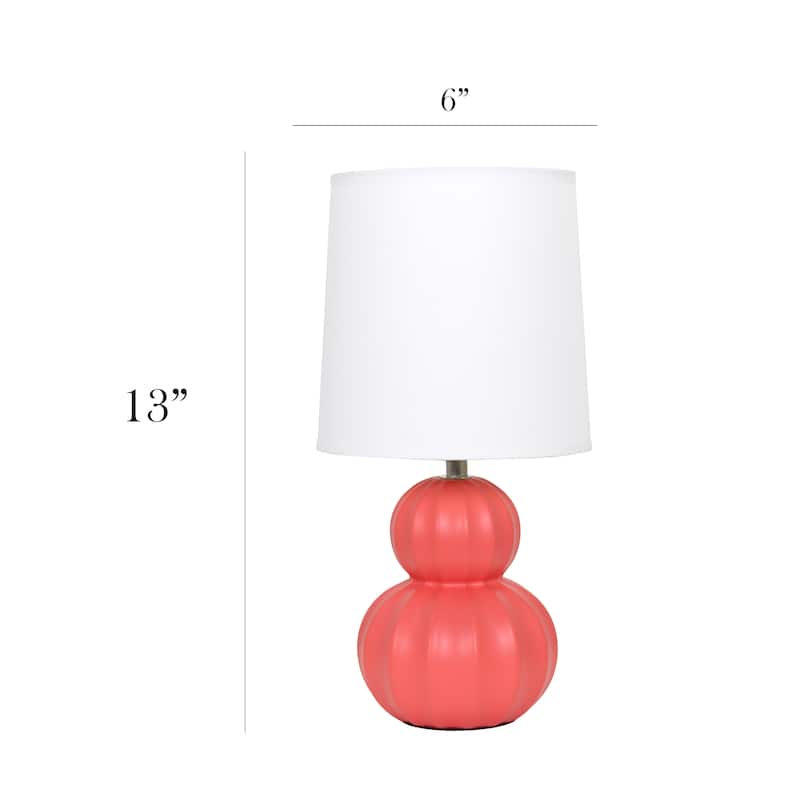 Double Gourd Ceramic Table Lamp with Fabric Shade - 6 x 6 x 13 in. (L x W x H)