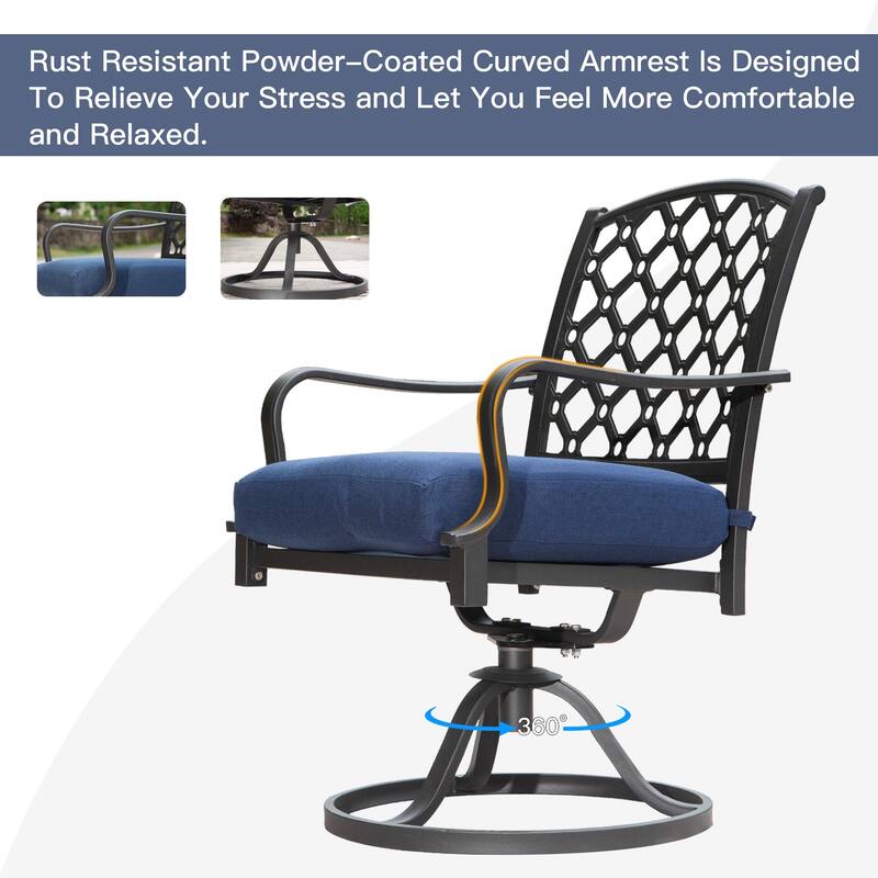 Domi 7-Piece Metal Patio Dining Set with Cushions and Table, Outdoor Furniture for Garden or Deck
