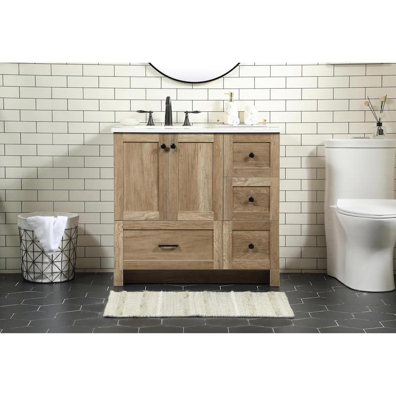 Fresco 32 - 42 Inch Single Bathroom Vanity - 36 Inches - Natural Oak