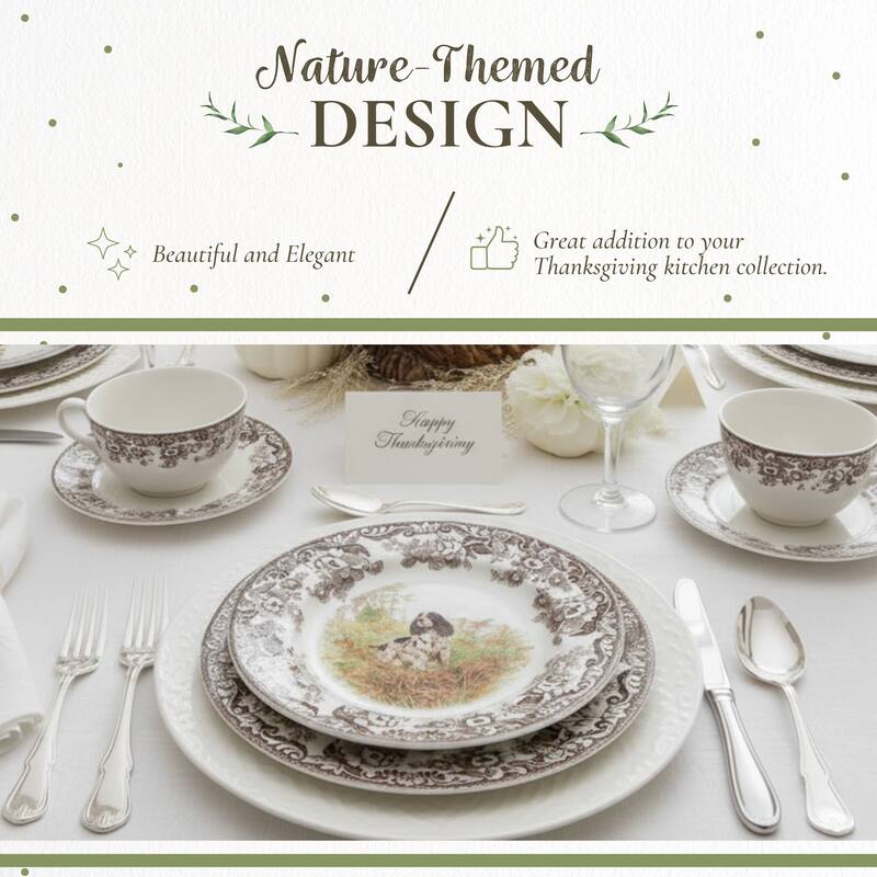 Spode Woodland Dinner Plate Dog Motif