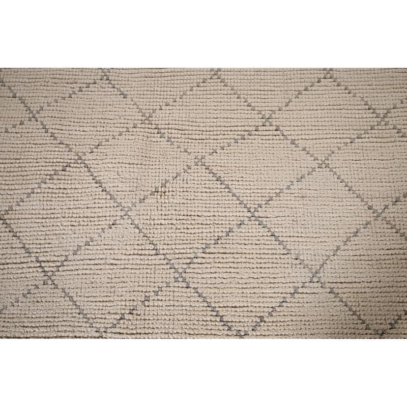 All-Over Trellis Moroccan Modern Area Rug Handmade Wool Carpet - 7'0"x 10'10"