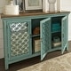 Kensington Turquoise W/ Worn Wood Tone Top 3 Door Accent Cabinet ...
