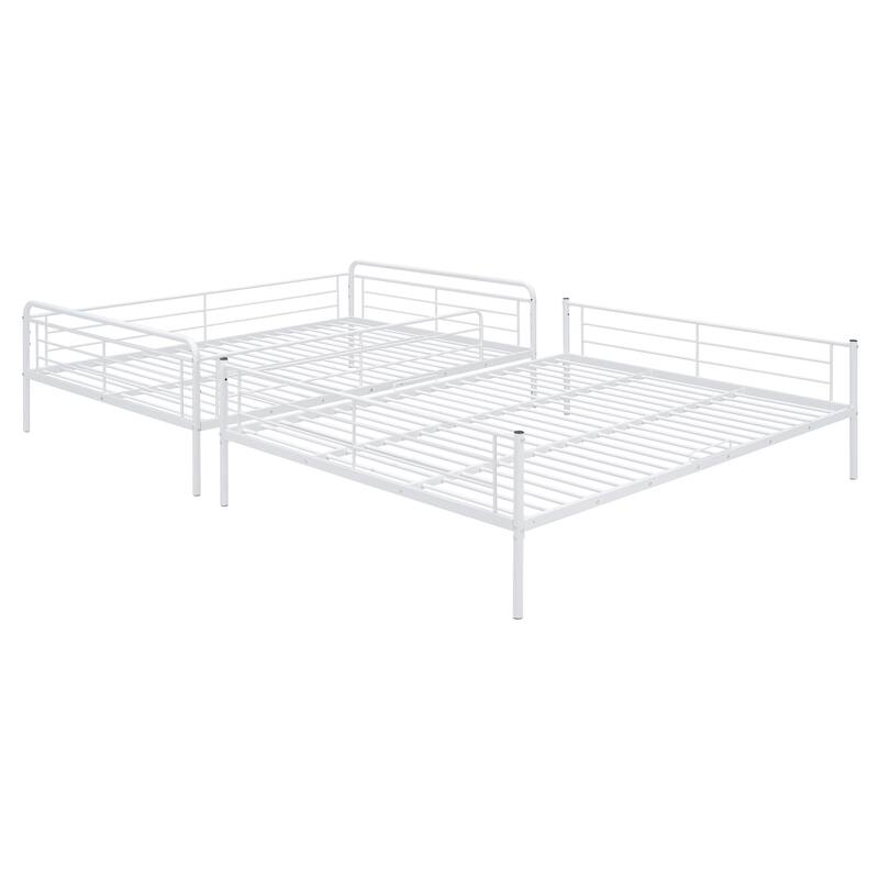 White Full XL Over Queen Iron Bunk Bed with Chrome Finish