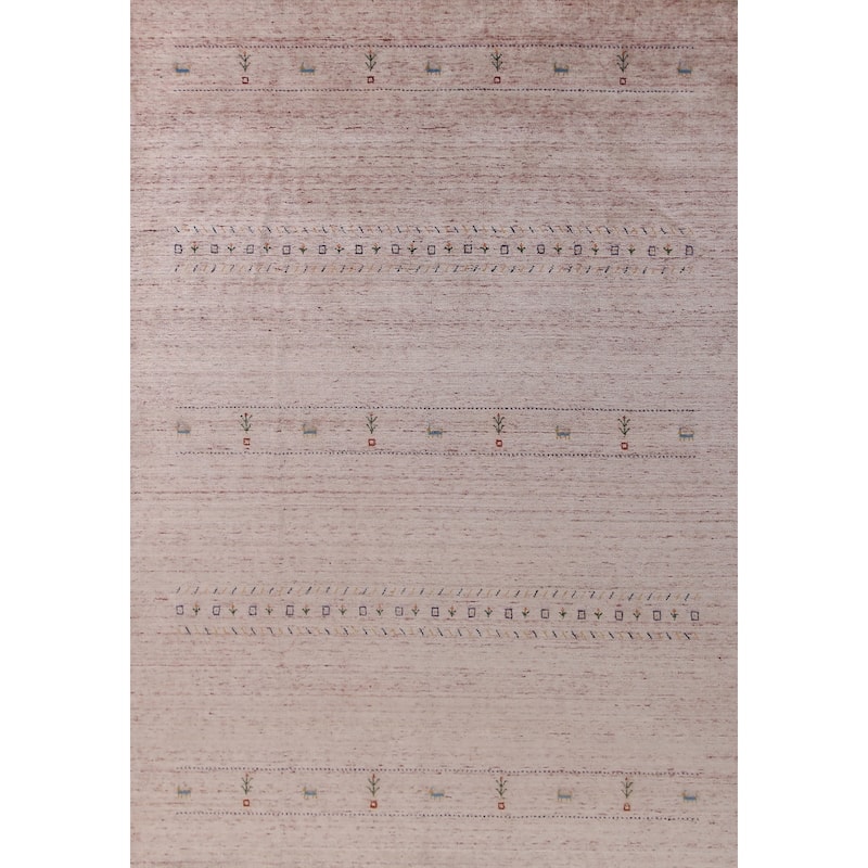 Hand Knotted Oriental 100% Wool Carpet Tribal Animal Pictorial Multi-Colored Gabbeh Area Rug - 11' 5'' X 8' 8''