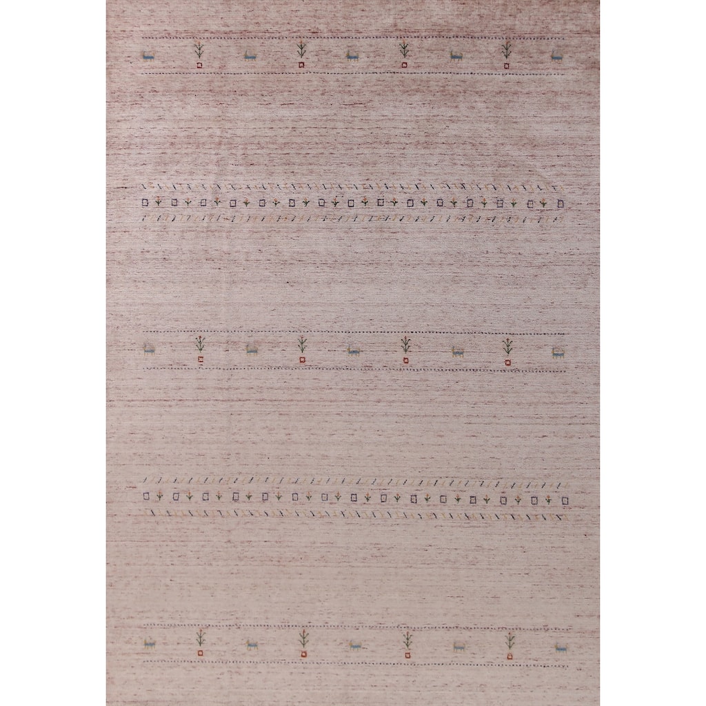 Hand Knotted Oriental 100% Wool Carpet Tribal Animal Pictorial Multi-Colored Gabbeh Area Rug - 11' 5'' X 8' 8''