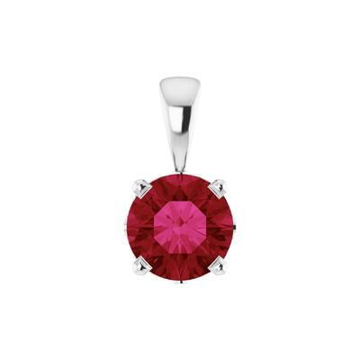 14K White Gold Created Ruby Pendant