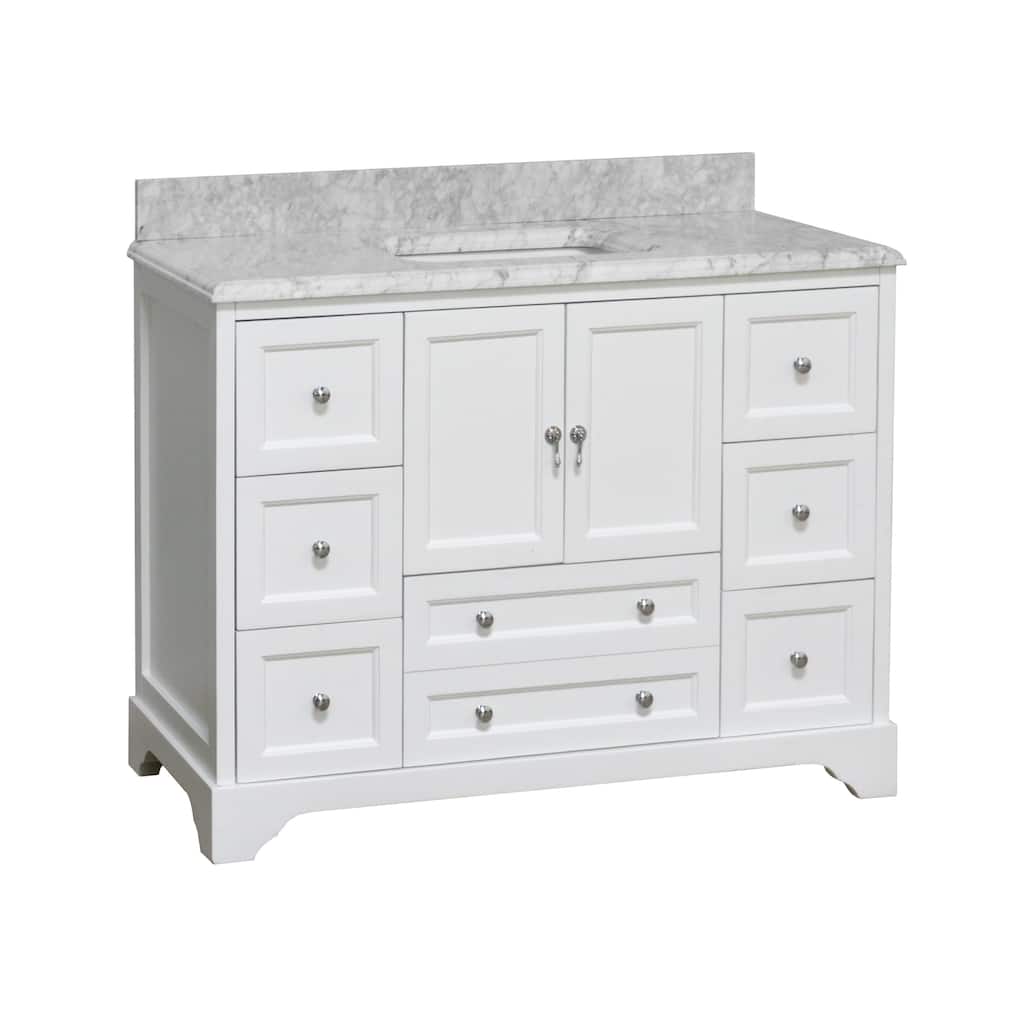 KitchenBathCollection Madison 48" Bathroom Vanity with Carrara Marble Top