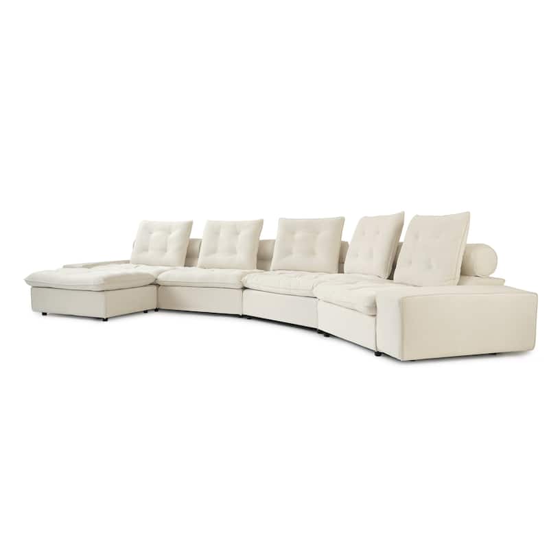211.77" Down Filled Curved Sectional Sofa Oversized 4 Seater with Ottoman for Living Room Set