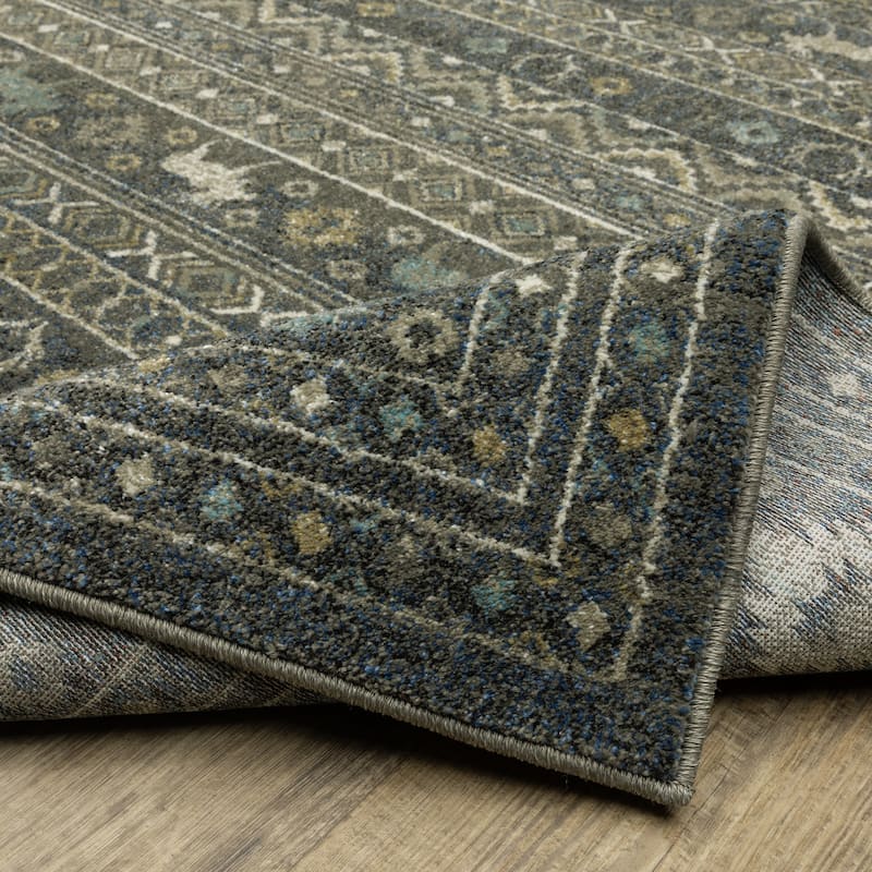 Style Haven Vance Southwestern Lodge Blue/ Gold Area Rug.