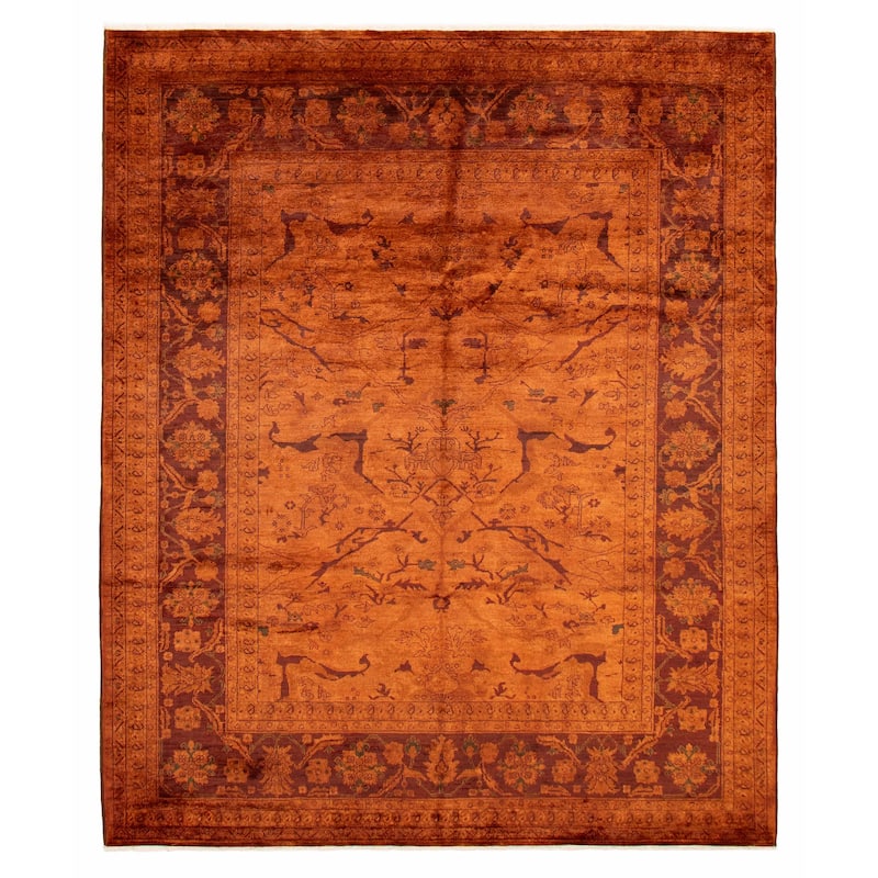 ECARPETGALLERY Hand-knotted Vibrance Burnt Orange Wool Rug - 8'0 x 9'7 - Burnt Orange - 8'0 x 9'7