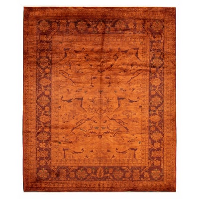 ECARPETGALLERY Hand-knotted Vibrance Burnt Orange Wool Rug - 8'0 x 9'7