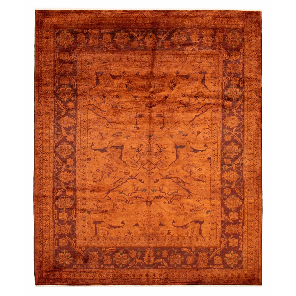 ECARPETGALLERY Hand-knotted Vibrance Burnt Orange Wool Rug - 8'0 x 9'7